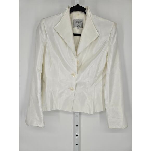 Collections for Le Suit Women's White Long Sleeve Tri Button Front Jacket Size 6 - Picture 1 of 4